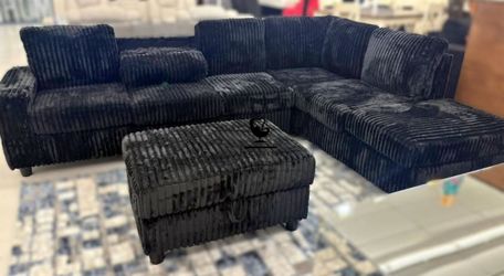 L-Sectional Sofa with Storage Ottoman (FREE DELIVERY)