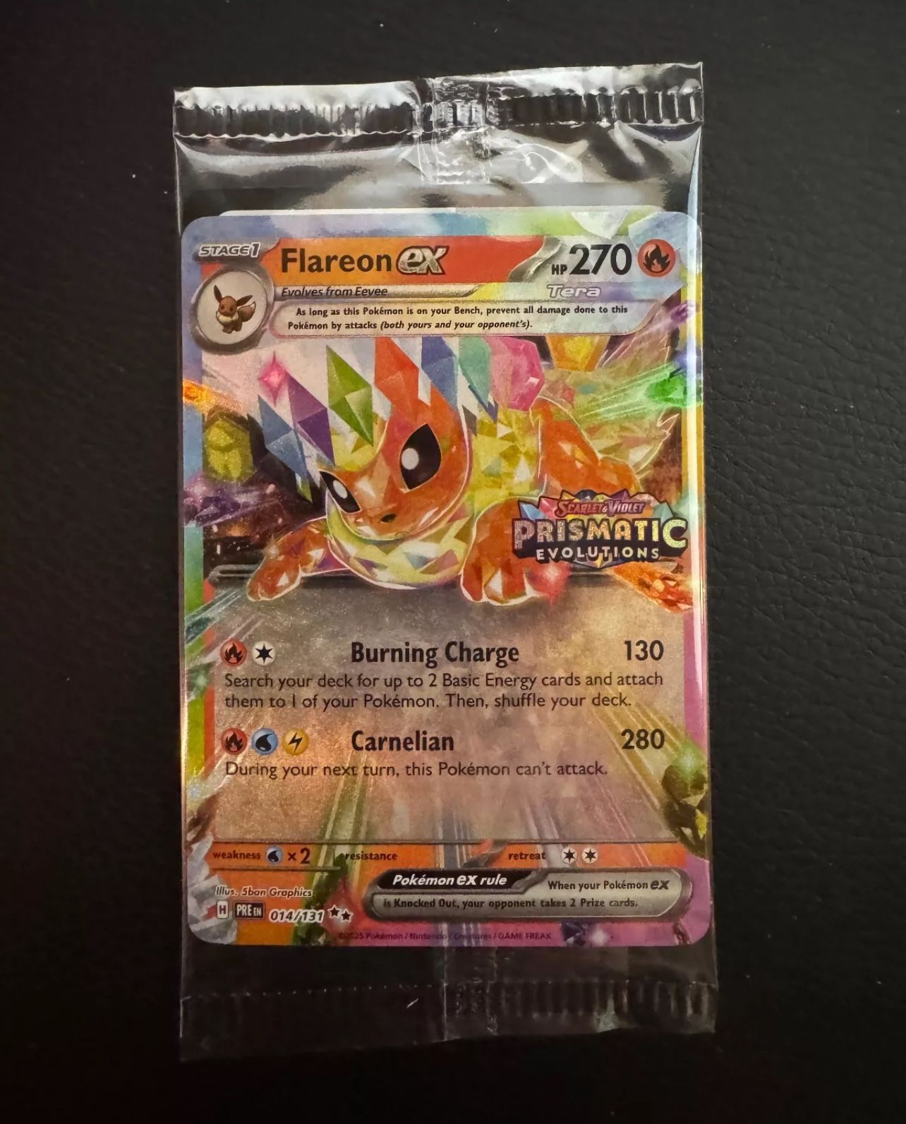 Flareon EX Prismatic Evolutions STAMPED Surprise Box Promo Card #014/131