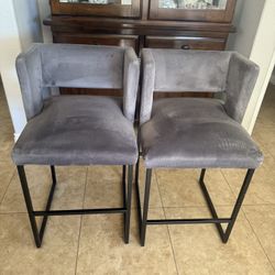 Gray Velvet Counter Stool