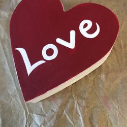 Solid Wood Heart Hand Painted
