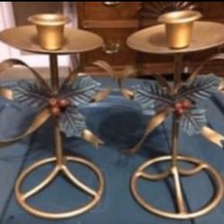Set of Christmas Taper Candle Holders