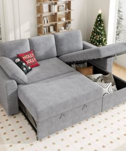 Sofa pull out bed with storage
