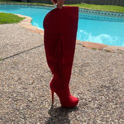 Red High Heel Boots 