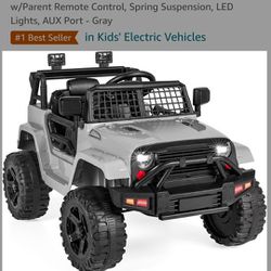 Best Choice Products 12V Kids Ride On Truck Car w/Parent Remote Control, Spring Suspension, LED Lights, AUX Port - Gray


