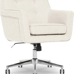 Serta Ashland Fabric Mid Back Home Office Chair with Arms, 250 lb. Capacity, Ivory
