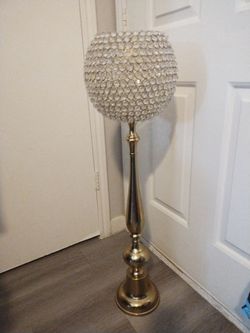 Tall Gold Crystal Globe Candle Holder