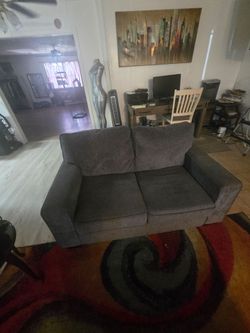 Matching Gray Fabric Sofa & Loveseat Set