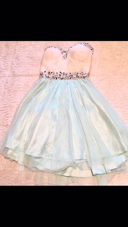 White & mint green homecoming dress