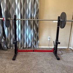 Extendable weight rack + bar + weights