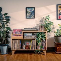 Vinyl Record Table Stand and Storage Cabinet