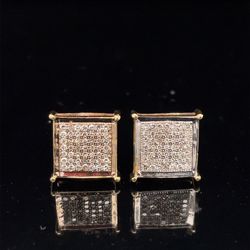 10KT Yellow Gold Square Diamond Earrings 1.90g I-998