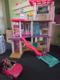 Barbie dream house, water slide camper, convertible car
