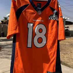 NIKE On Field Peyton Manning Denver Broncos Superbowl XLVIII Jersey Sz Youth L