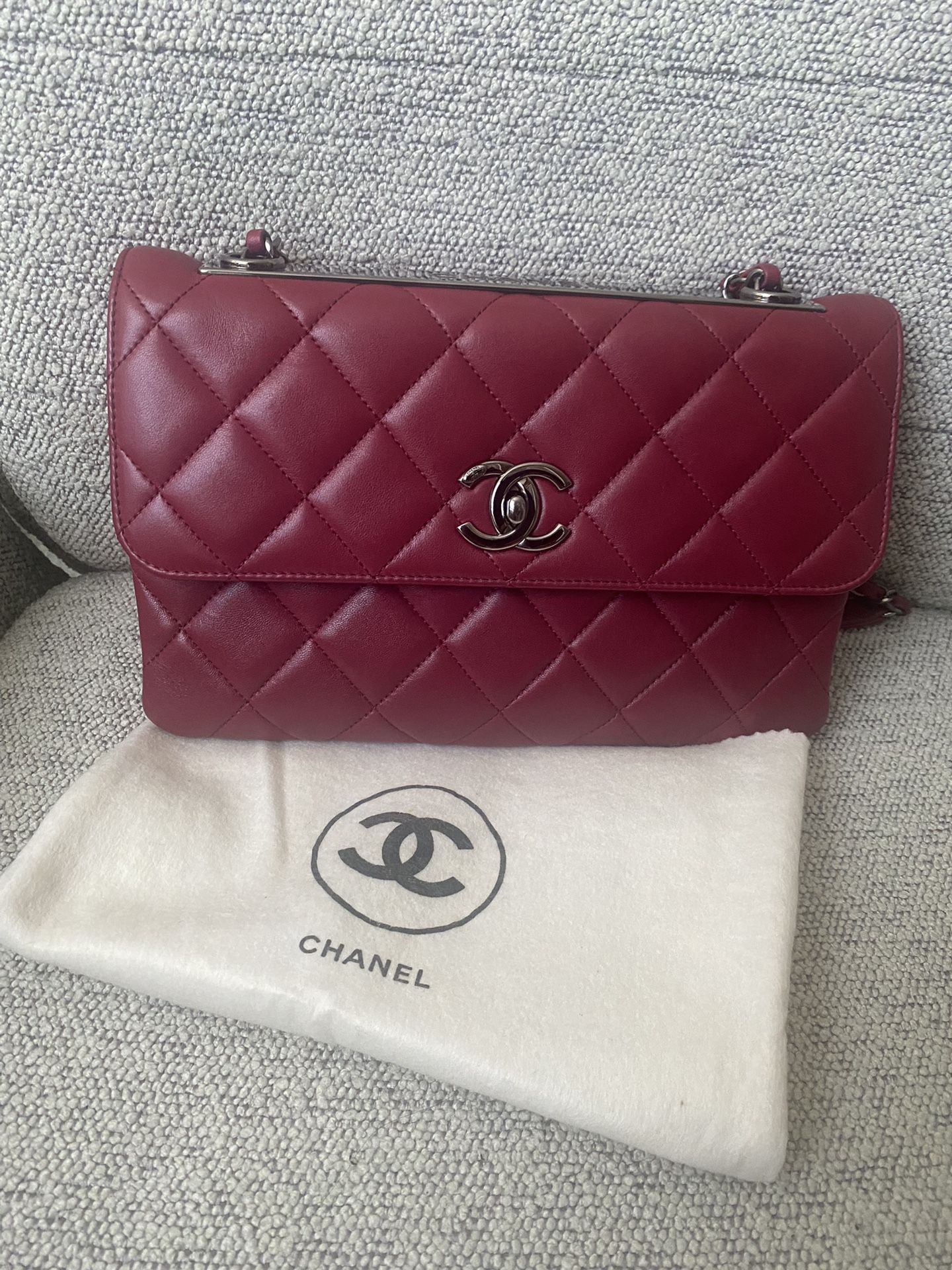 Chanel Trendy CC Flap Bag Quilted Lambskin Medium - Red with Silver Hardware