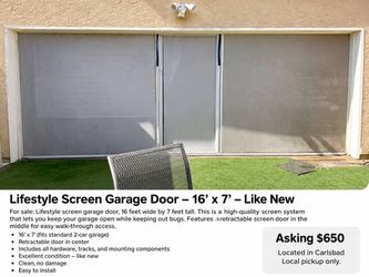 16x7 Lifestyle Garage Door Screen – Retractable Walk-Through Door