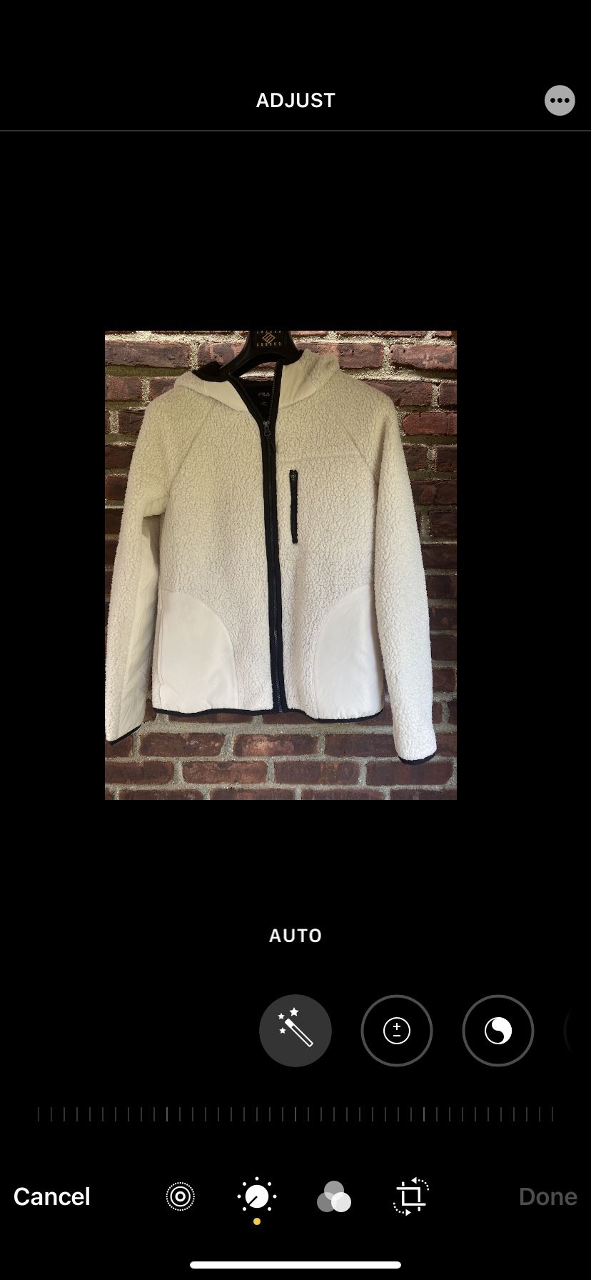Women’s FILA Sport Medium beige zip up jacket Sherpa fleece hooded warm! 