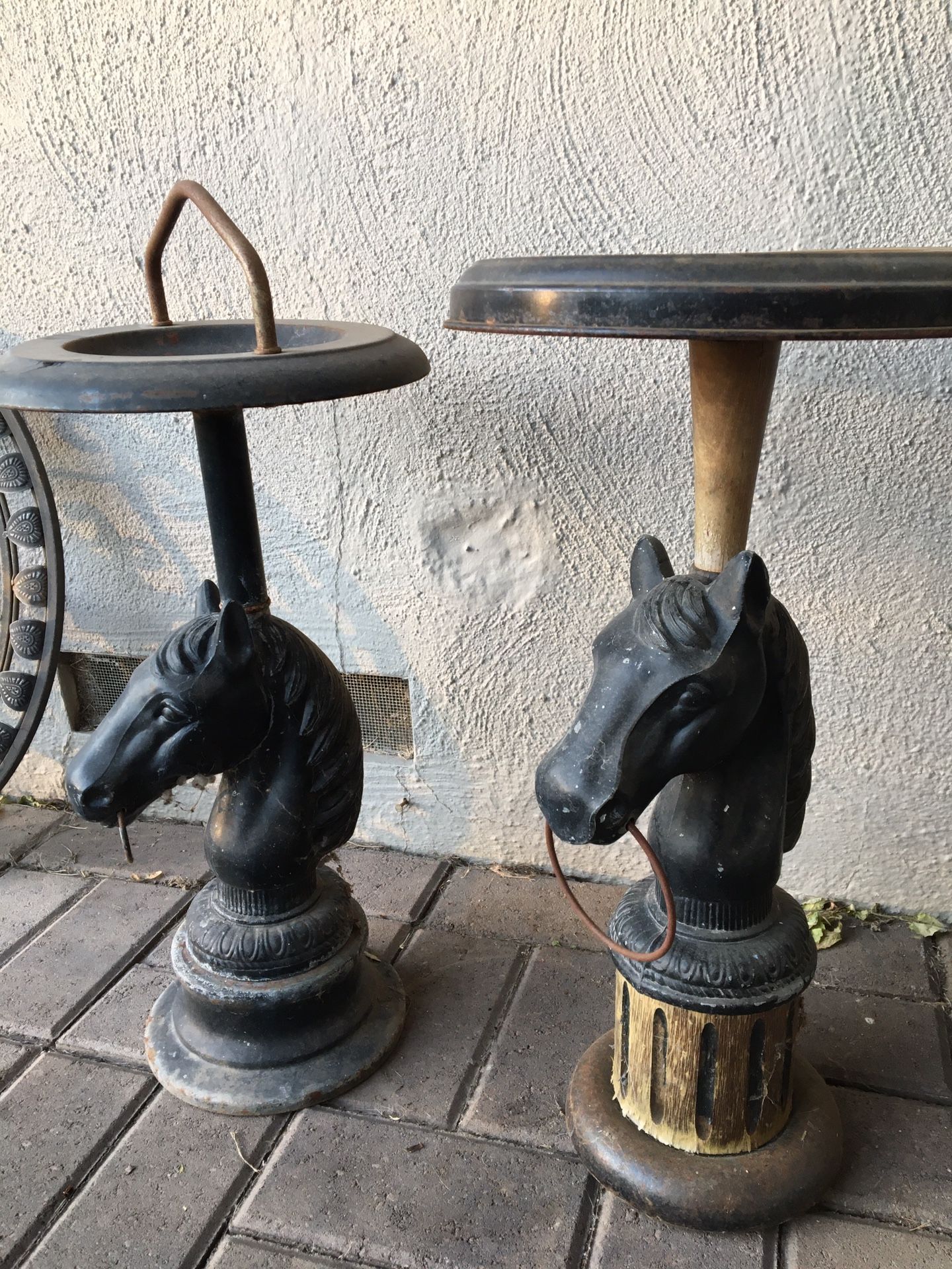 Antique vintage horse head standing ashtrays