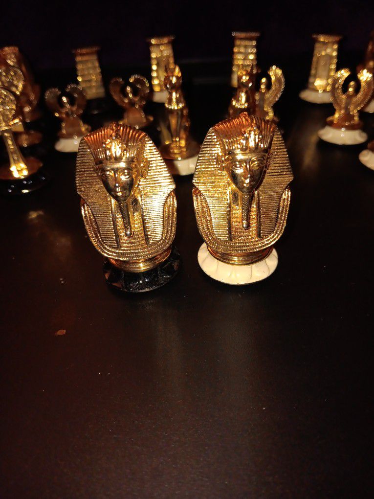 18K Gold Plated Egyptian Chess Pieces