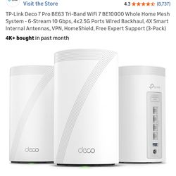 TP-Link Deco 7 pro WiFi 7 BE10000 3 pack network mesh system NEW unopened