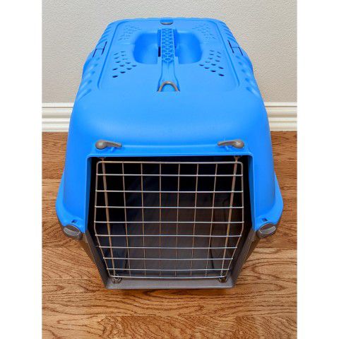 Medium Blue Carrier Cage Kennel Carrier Cat Dog Puppy Kitten Pet Case Traveler