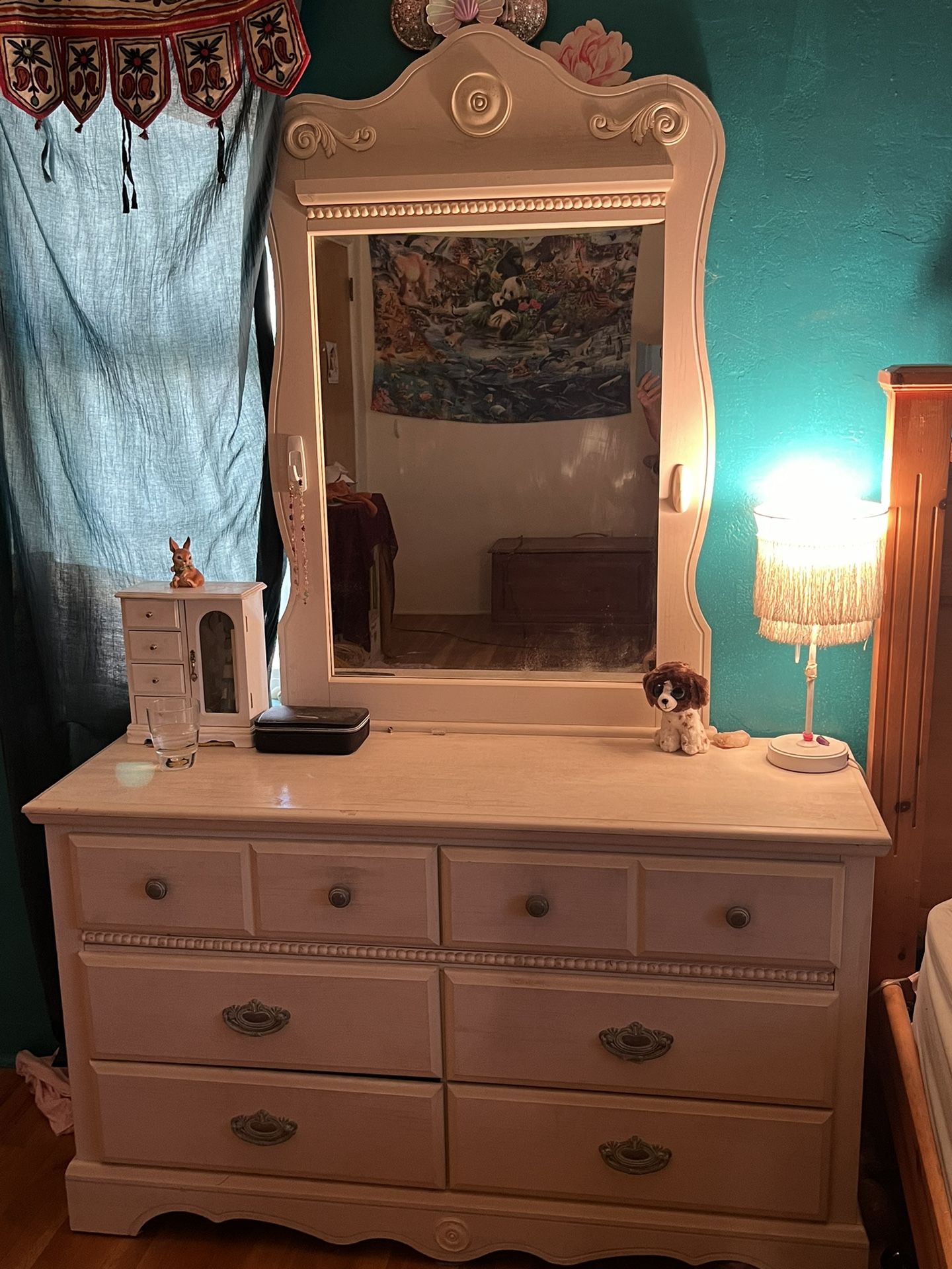 Matching Dresser And Desk Set