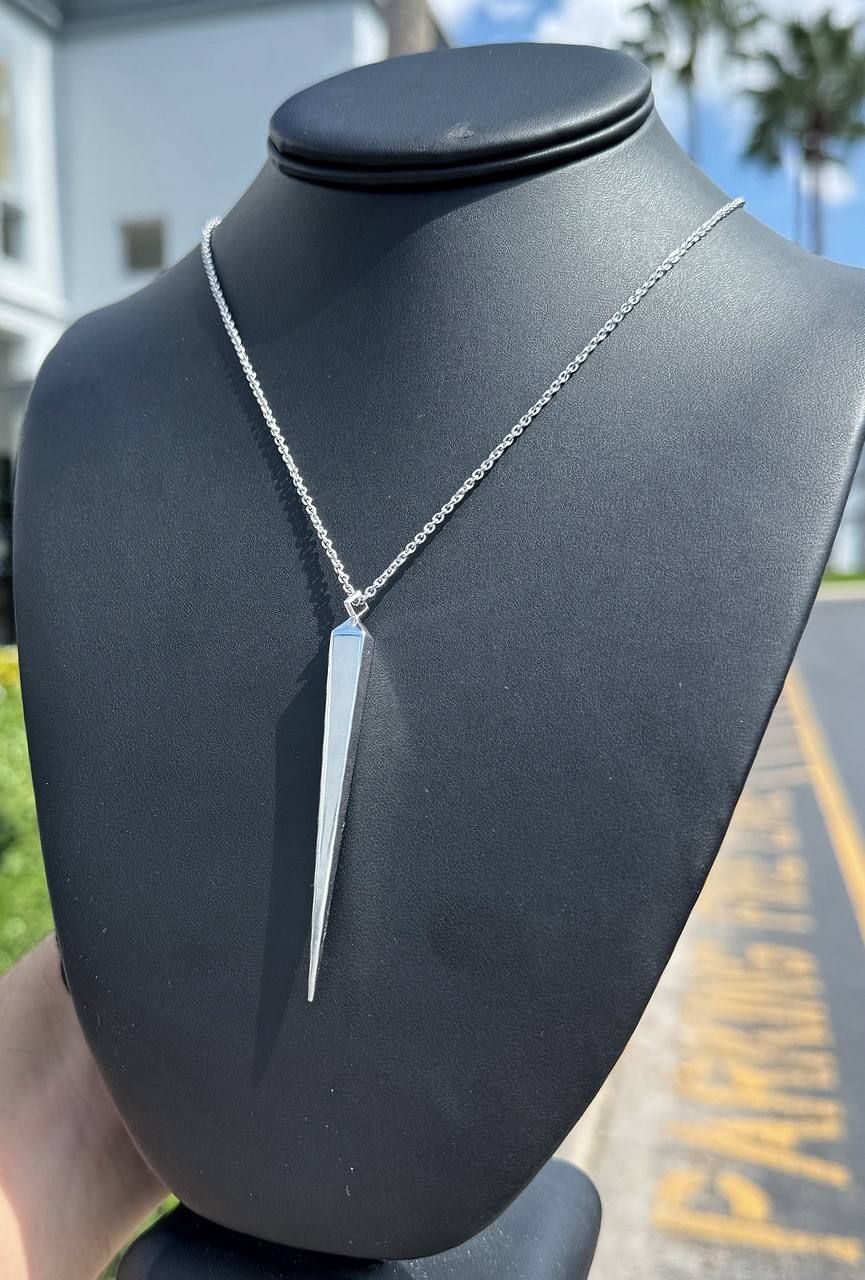 Jewelry 925 sterling silver stone 30” necklace chain spike Pendant charm