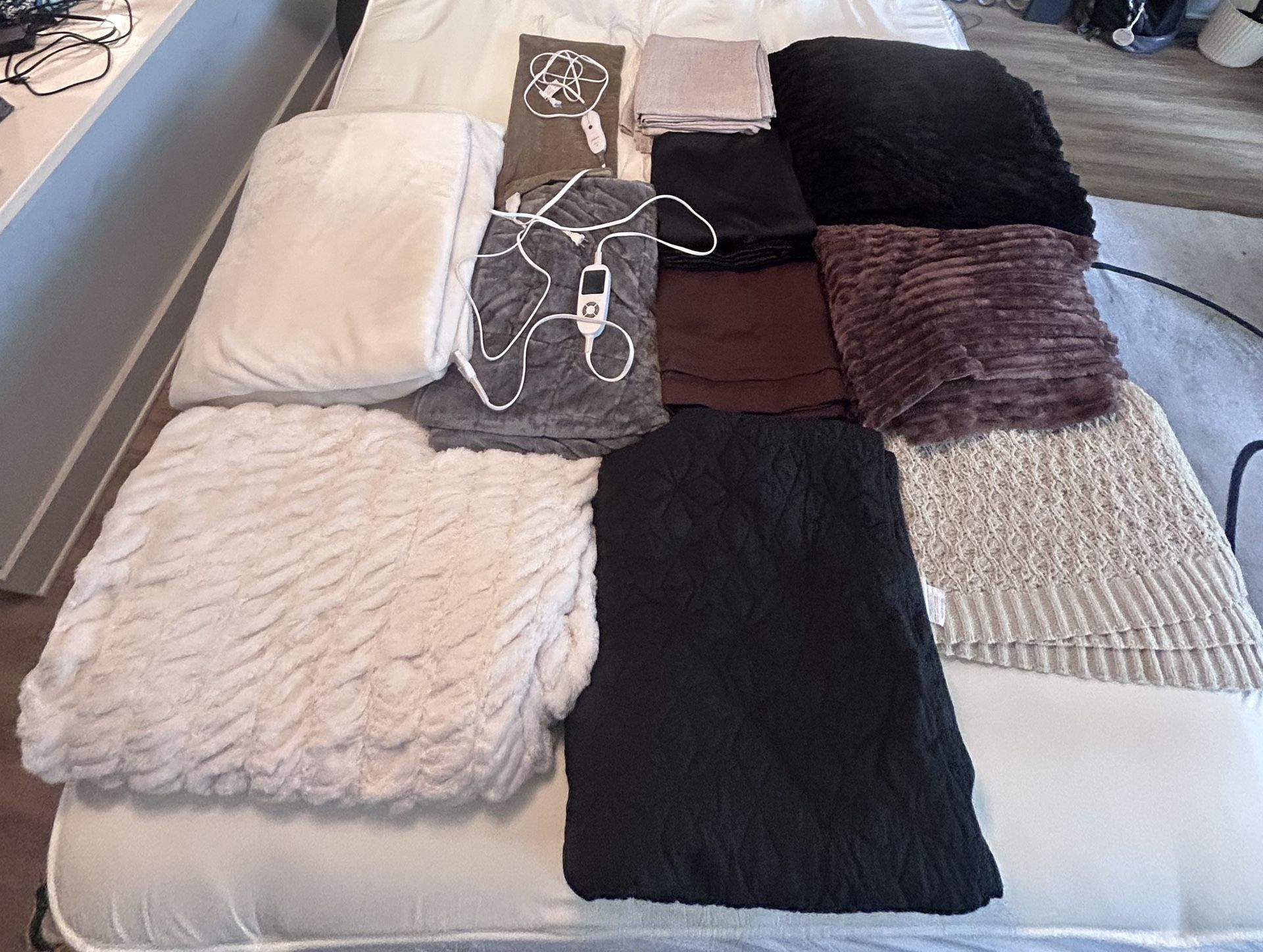 Blankets (throws, heated/weighted, quilts) and Curtains (Blackout)
