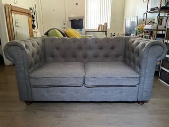 FREE Gray Chesterfield Tufted Loveseat Sofa