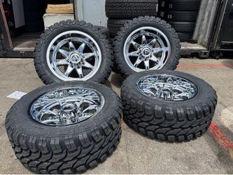 SET OF 4 FUEL CHROME 20x12 WITH 33/12/50/20 MT TIRE ON SPECIAL
