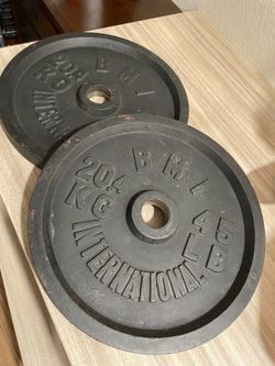 Pair of old school 45lb Olympic plates