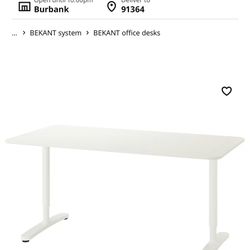 Large white desk perfect for office and bedroom IKEA 