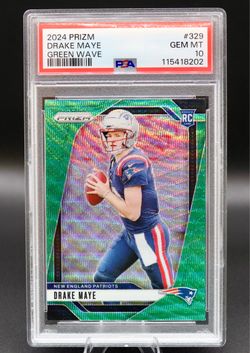 2024 Panini Prizm - Rookies Drake Maye #329 Green Wave Prizm PSA 10