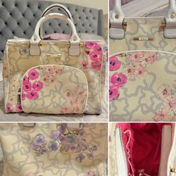 Authentic Tous Leather Floral Satchel Bag