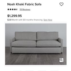 City furniture Noah Khaki Fabric Sofa 