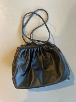 Black Ruched Leather Shoulder Bag