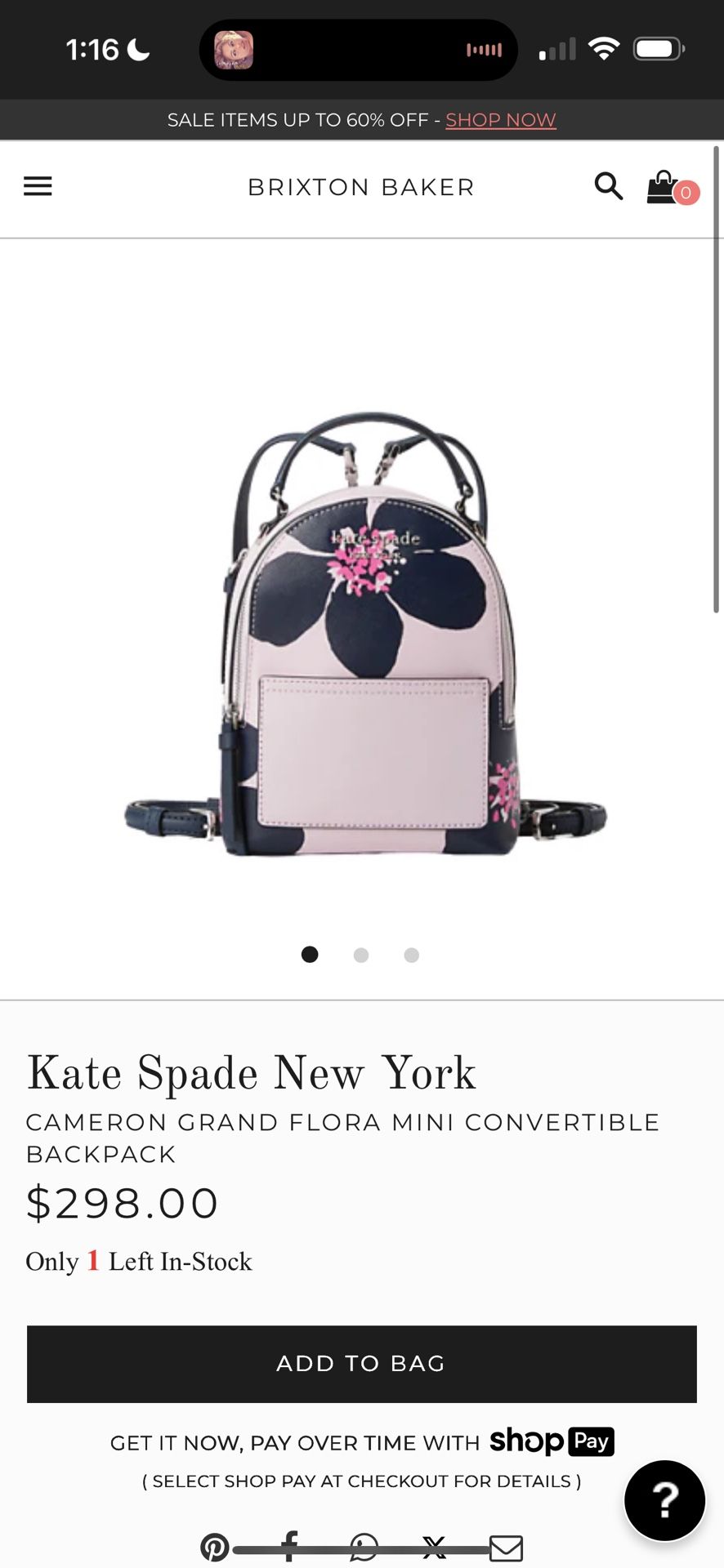 kate spade new york cameron mini convertible backpack Monotone Kate Spade New York Cameron