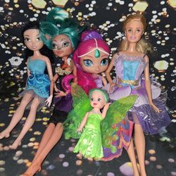 4 Fairy Dolls, 1 Mermaid 