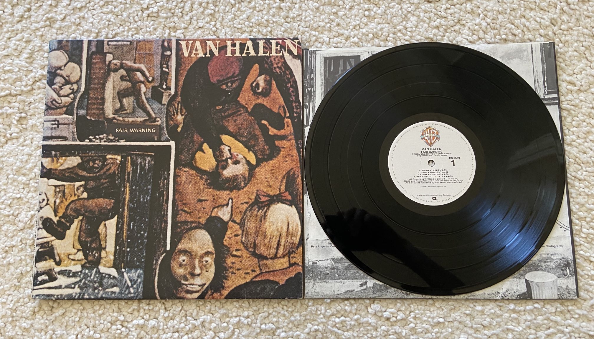 Van Halen “Fair Warning” Vinyl Lp 1981 Warner Records Original Allied Press Not Reissue Beautiful Like New Collector’s Copy Rock. 