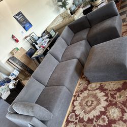 Henredon 6pc Modular Couch Dark Gray 