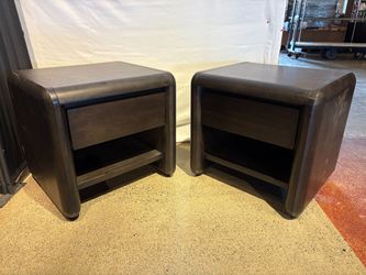 Minimalist Modern Black Waterfall 1-Drawer Nightstand ( Set of 2 )