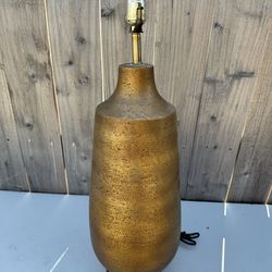 Vintage ceramic, mid-century, gold lamp, no shade