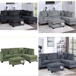 Sectional With Ottoman Set 