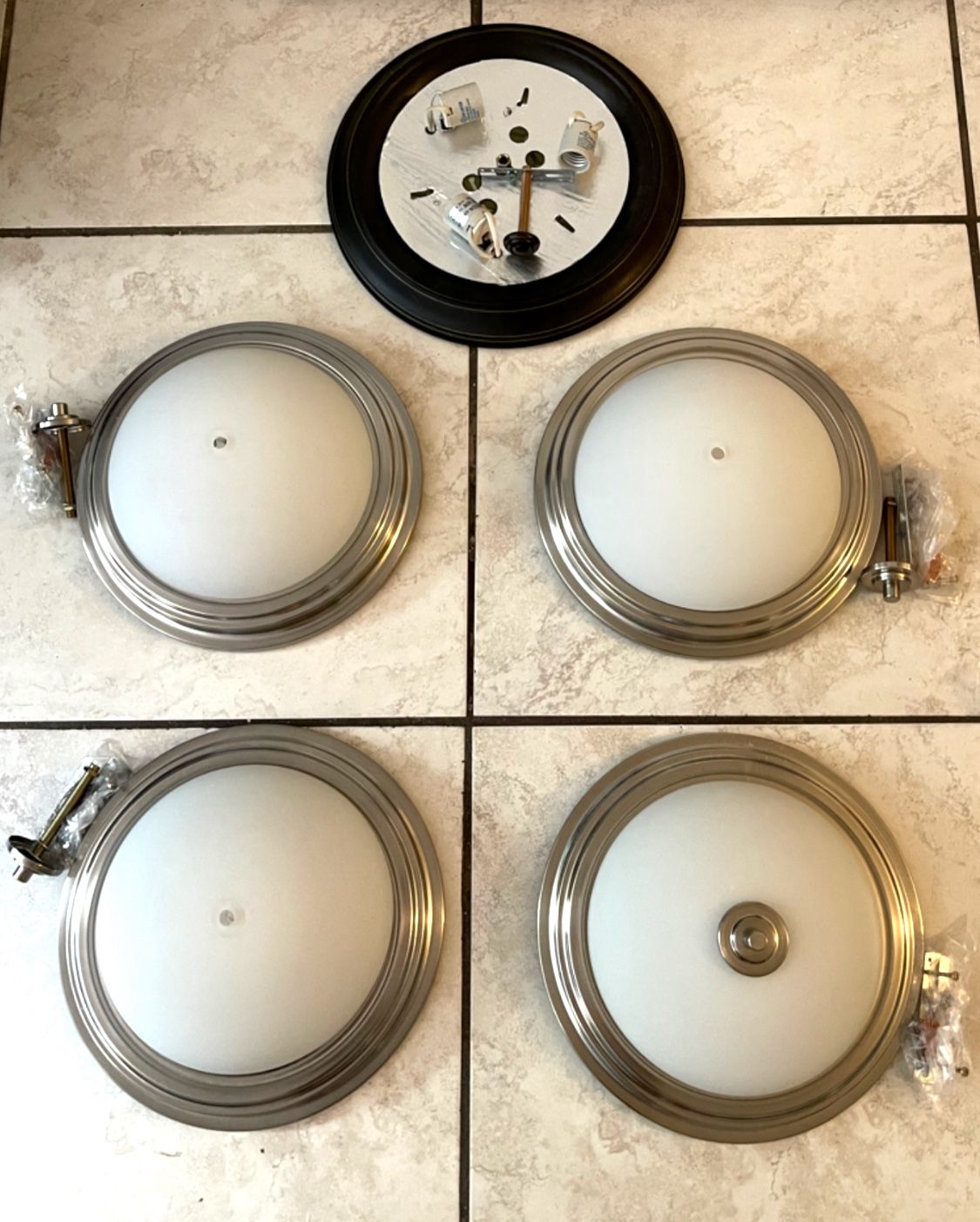 5-Round White/silver Dome Ceiling Light Fixtures