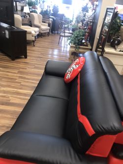 Beautiful red black couch and Loveseat $39 down