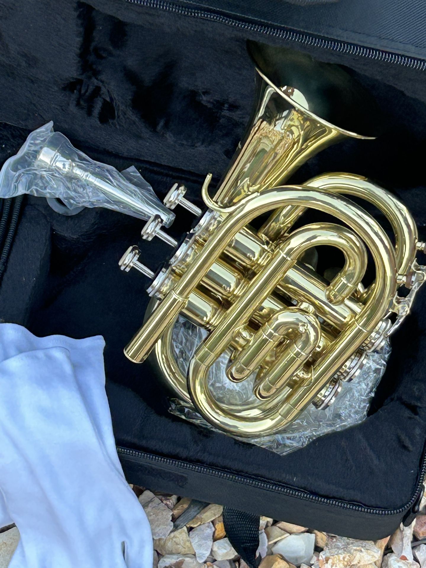 Top Grade Pocket Trumpet With Brass Finish And A Mouthpeice