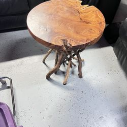 Teak Accent Round End Table