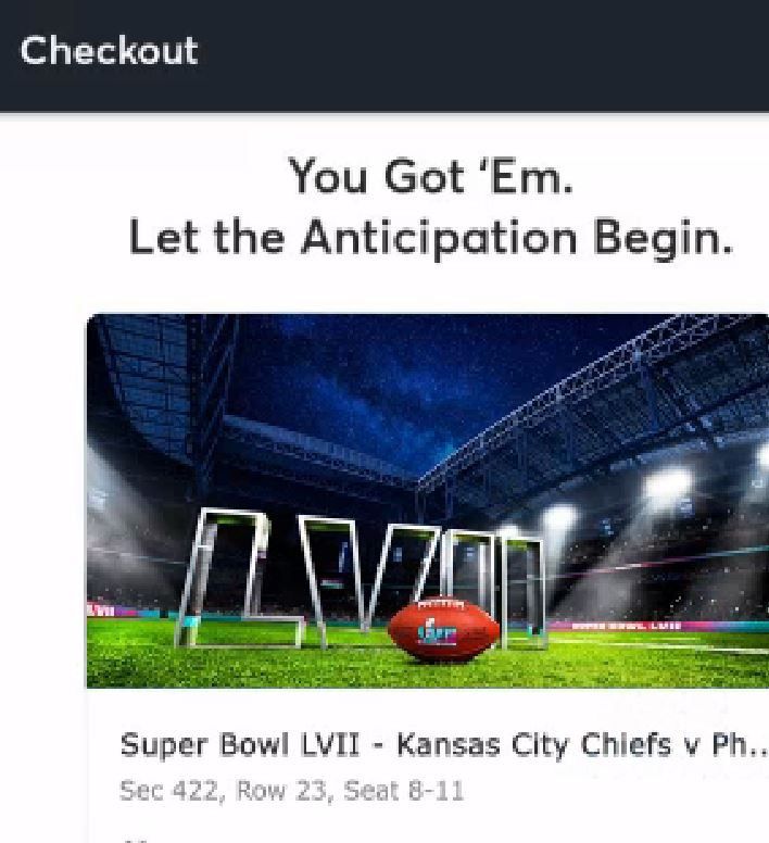 Super Bowl LVII Tickets - 4 Tickets Sec 422 Great Seats!