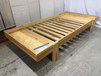 Minimalist Natural Pine Wood Twin Bed Frame