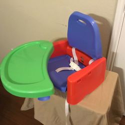 Space Saving Strap On Baby Feeding Chair With Swivel Tray
