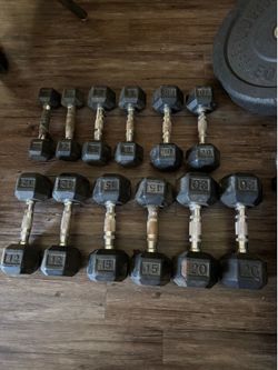Dumbbell weights 2x5, 2x8, 2x10, 2x12, 2x15 and 2x20 lbs